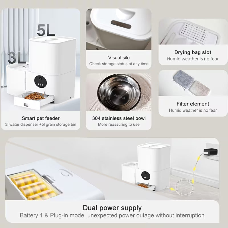 PURRLIT ™ SmartServe PetStation: Dual 5GHz & 2.4GHz Wi-Fi Pet Feeder