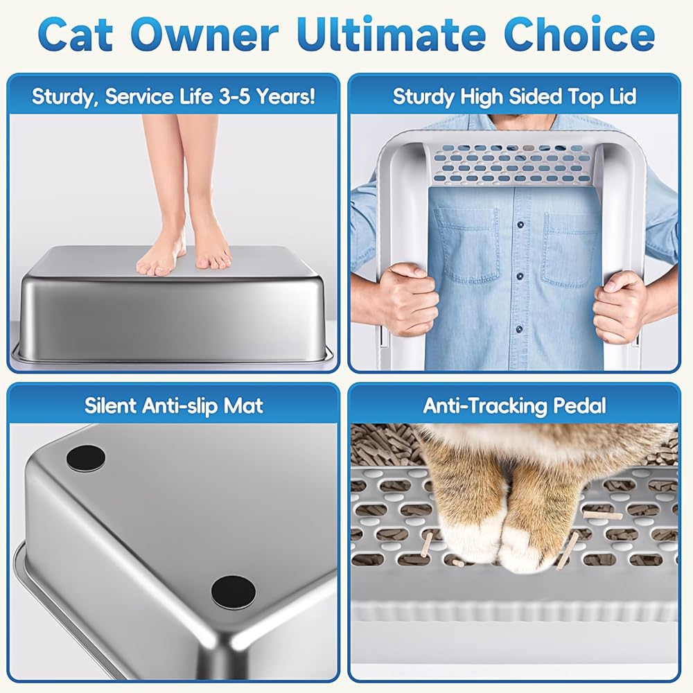 PURRLIT ™ Twin-Pack XL Stainless Steel Cat Litter Box