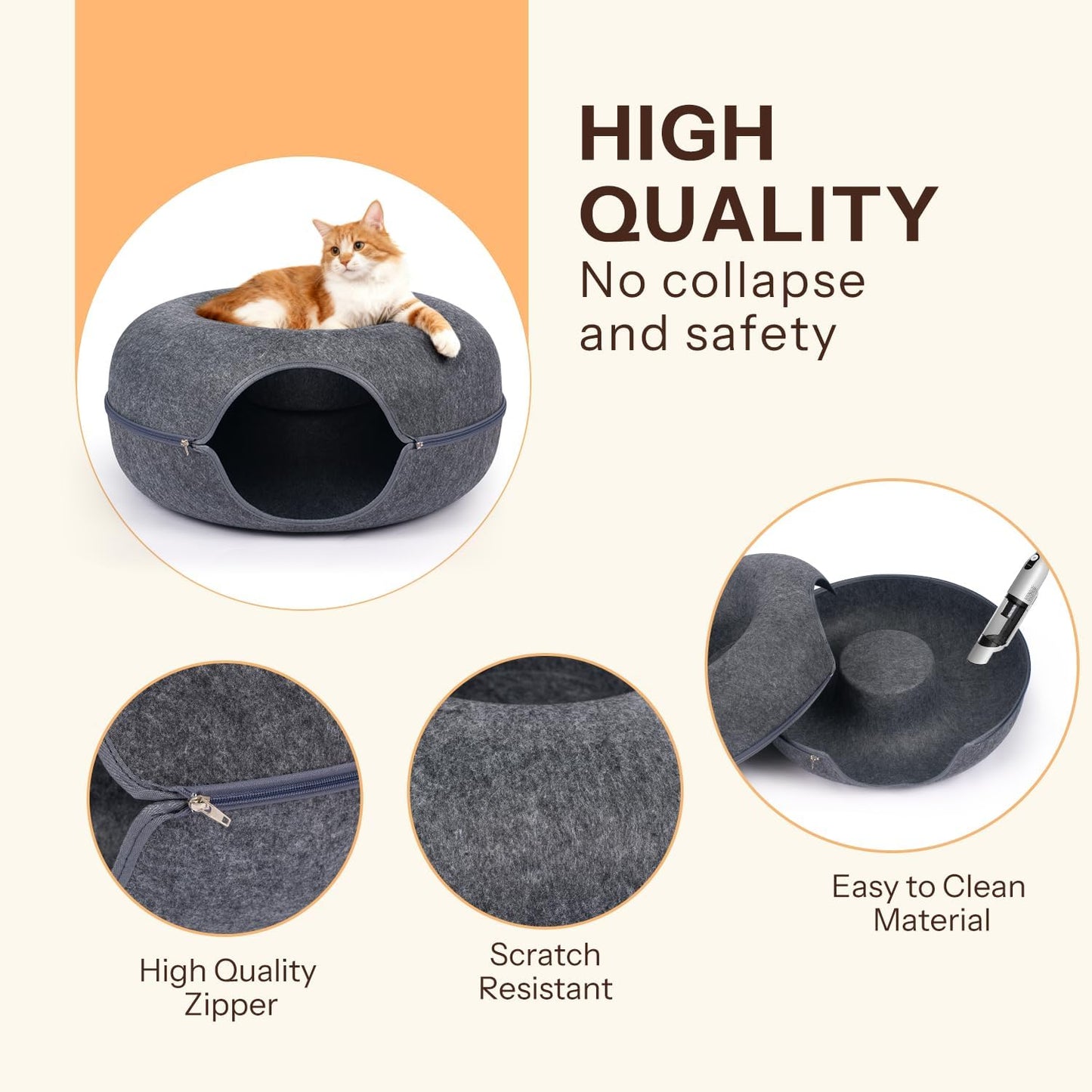 Purrlit Cat Felt Bed and Tunnel (All Season)