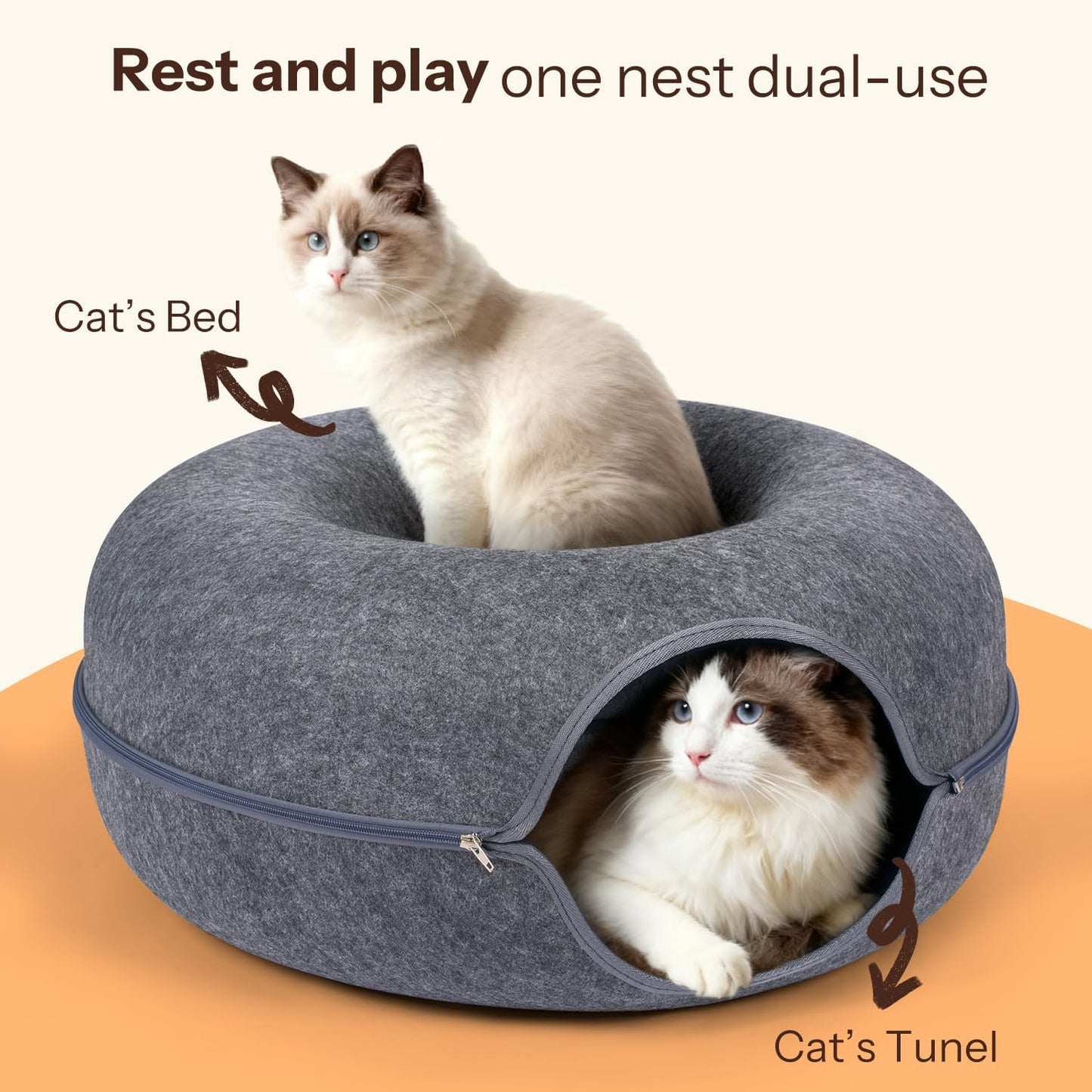 Purrlit Cat Felt Bed and Tunnel (All Season)