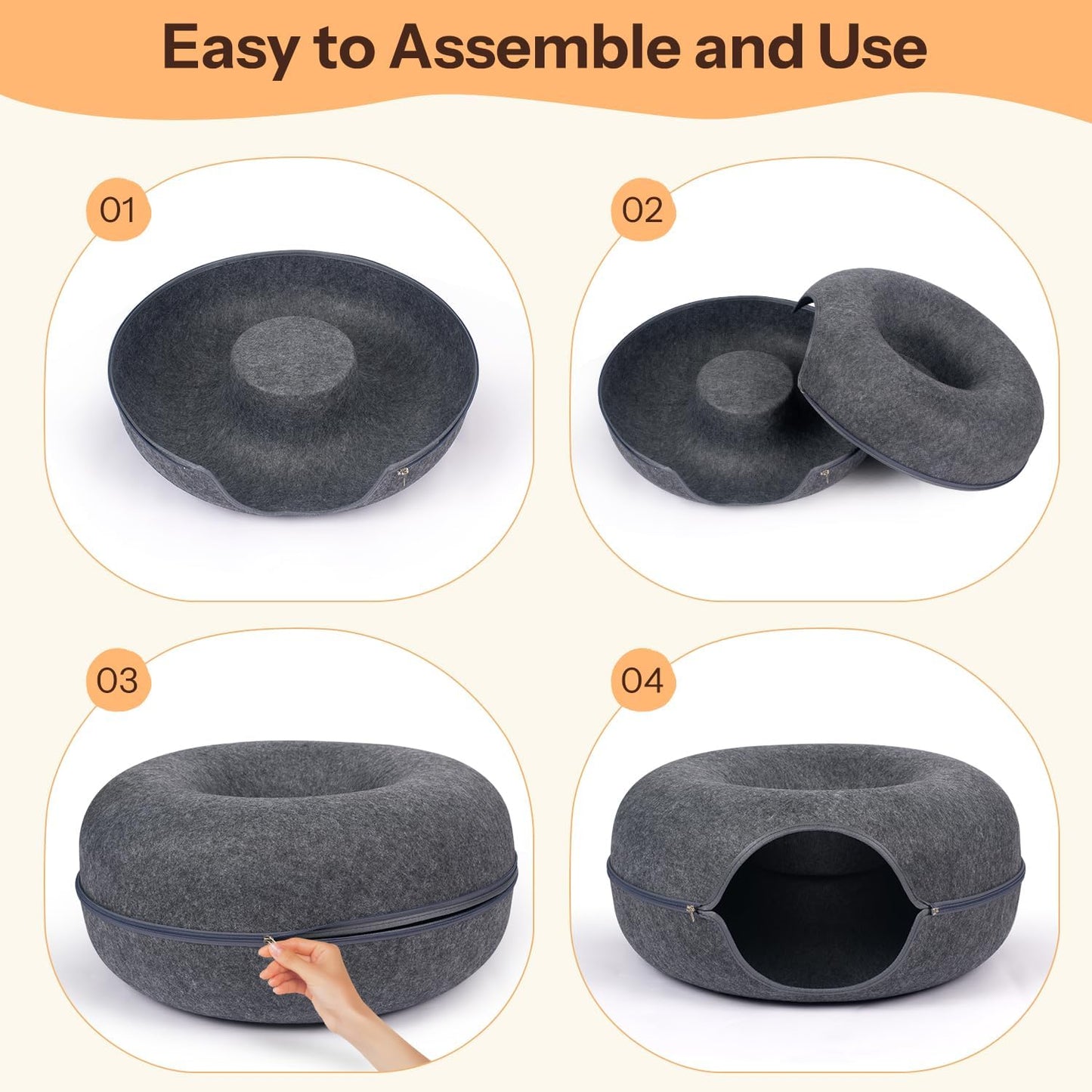 Purrlit Cat Felt Bed and Tunnel (All Season)