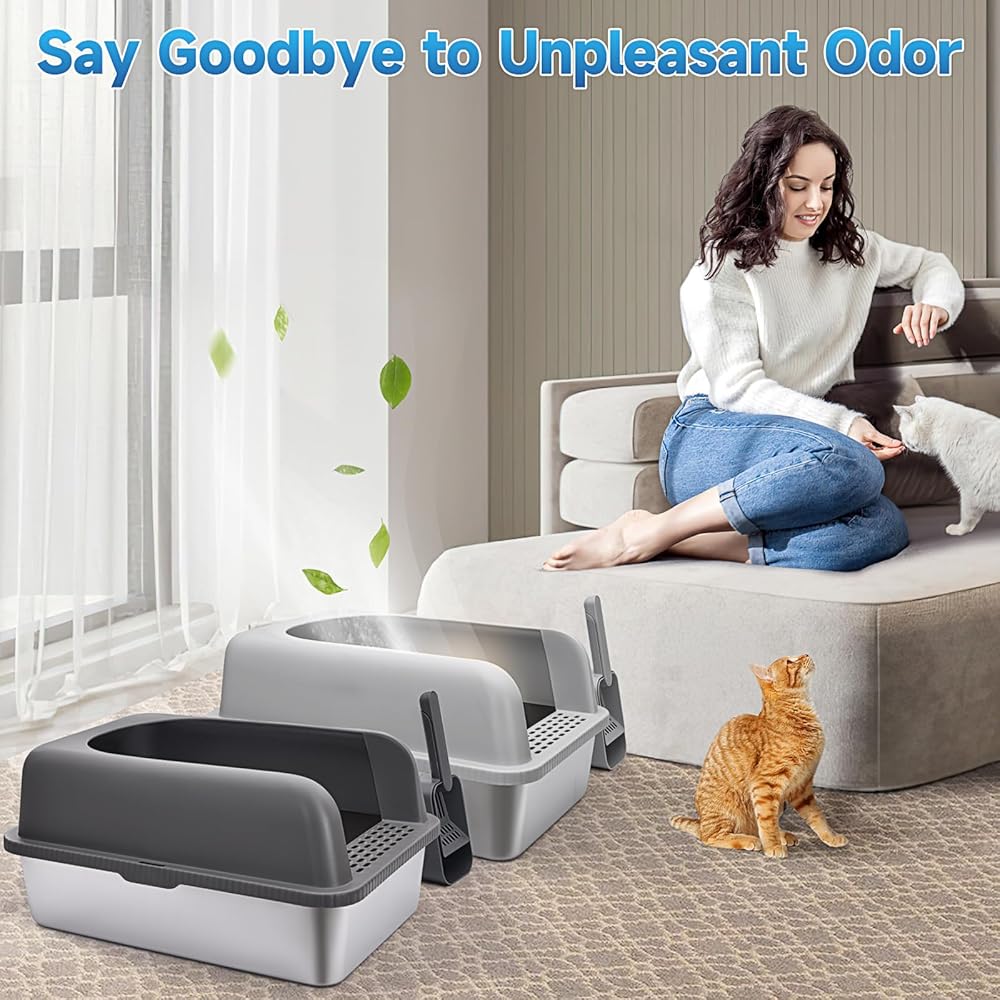 PURRLIT ™ Twin-Pack XL Stainless Steel Cat Litter Box