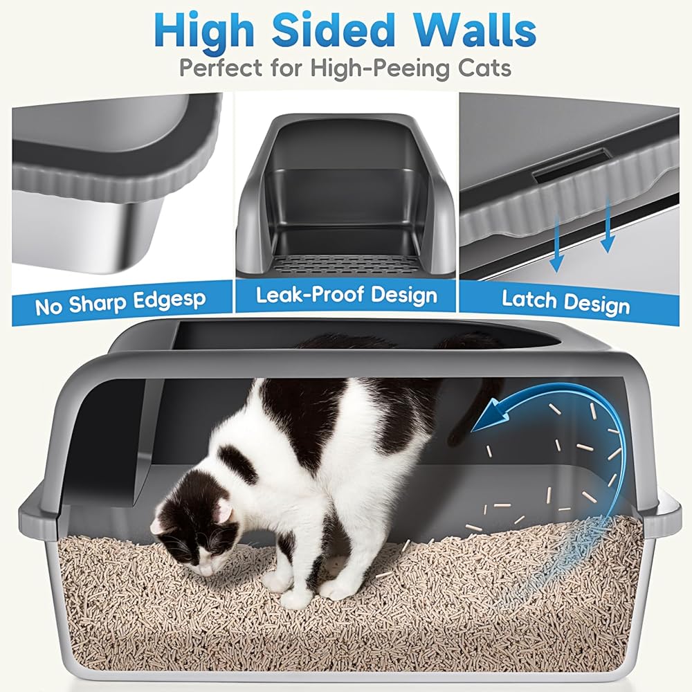 PURRLIT ™ Twin-Pack XL Stainless Steel Cat Litter Box