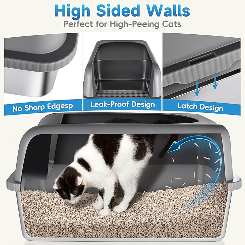 PURRLIT ™ Twin-Pack XL Stainless Steel Cat Litter Box